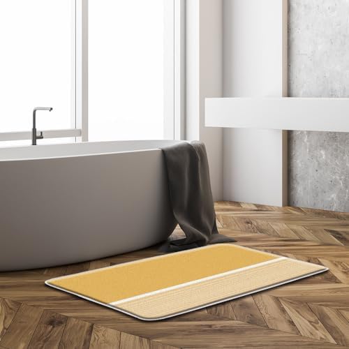 Grey Bath Mat Striped Modern Rustic Farmhouse Geometric Classic Simple