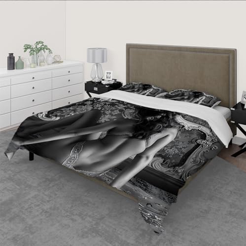 Gray Fashion Duvet Cover Full - Beautiful Woman's Back Quilt Cover
