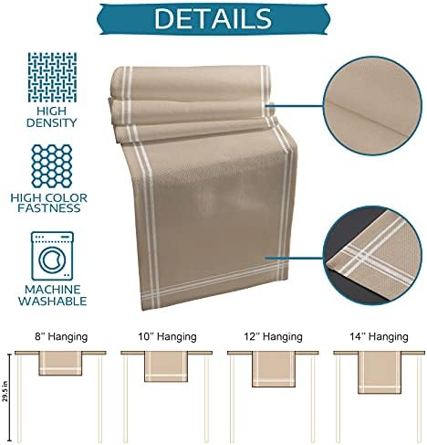 Teamery Table Runner for Kitchen Decor, Khaki Solid Color Table
