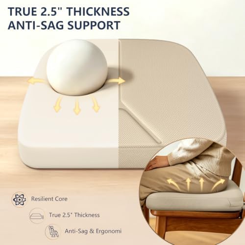 Chair Cushions for Dining Chairs Set of 4, 17" x 16" x 2.5" Thick
