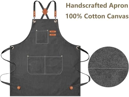 AFUN Aprons for Men Women with Large Pockets, 16-Ounce Cotton Canvas