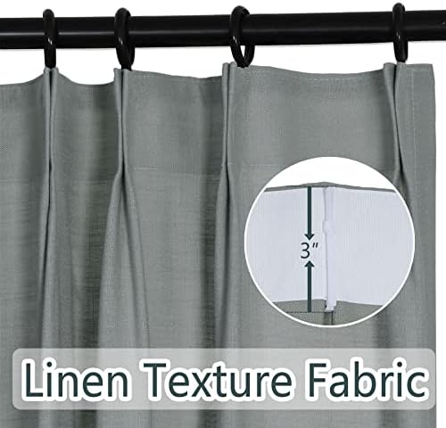 Macochico Pinch Pleated Natual Linen Curtains for Living Room Drapes