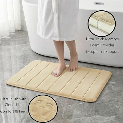 Memory Foam Bath Mat Set 3 Piece,Super Soft Absorbent Bathroom Rug Non
