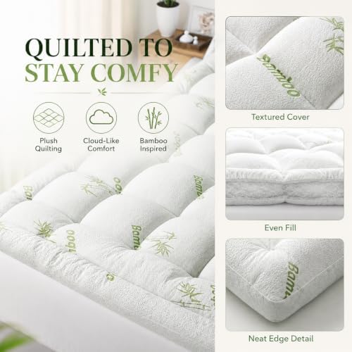 Bamboo Mattress Topper, Westmonth Mattress Pad, Cooling Thick
