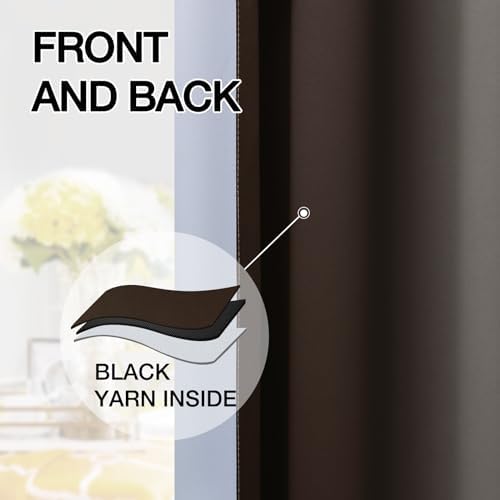 SimpleHome Ombre Rod Pocket Brown Curtains for Bedroom, 42Wx72L