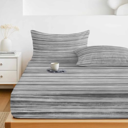 Fitted Sheets Elastic Deep Pocket Bed Sheet Twin XL Abstract Gray