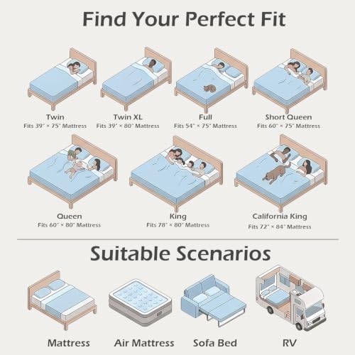 Hansleep Queen Mattress Topper Quilted Fitted Mattress Pad—Back Pain