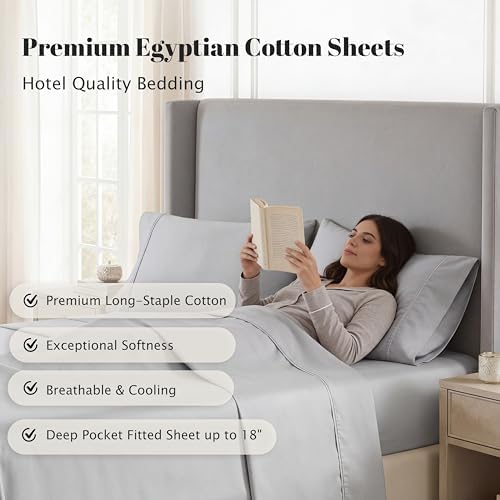 SUPERIOR Egyptian Cotton 530 TC Deep Pocket Sheet Set, Twin XL