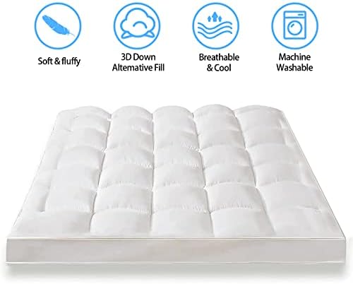 CYMULA Queen Mattress Topper for Back Pain - Extra Thick Cooling