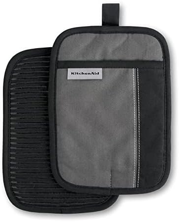 KITCHENAID Beacon Two-Tone Pot Holder 2-Pack Set, Contour Silver/Matte