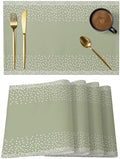 Round Placemats Set of 12 Sage Polka Dot Place Mats Minimalist Neutral