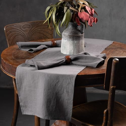 Linen Table Runner 90 inches Long - 100% Pure Linen Flax - Stonewashed