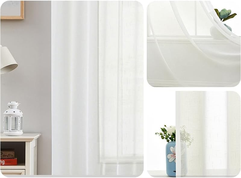 Randall Off White Sheer Privacy Modern Style Veil Sheer Drapes,2