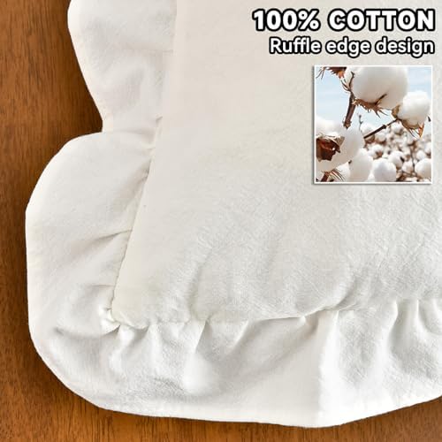 AmHoo Pack of 2 Throw Pillow Covers 100% Cotton Pre Washed Ruffle
