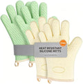 4 Pack BPA-Free Soft Silicone Oven Mitts,550F Heat Resistant Cooking
