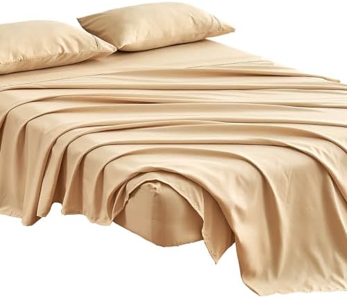 Kingnex Oversized King Flat Sheet 132x110 Top Sheet Only Beige