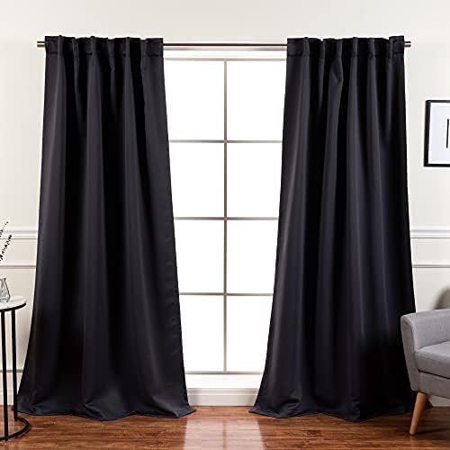 Home Fashion Set of 2 Panels Back Tab Rod Pocket 52x120 Dark Grey