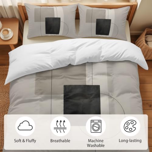 Duvet Cover Twin Size, Geometric Abstract 3-Piece Bedding