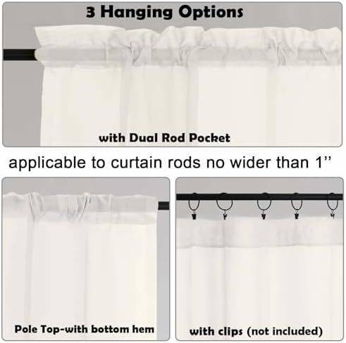 LIVEKID Ivory Sheer Curtains 108 Inches Long 2 Panels - Light
