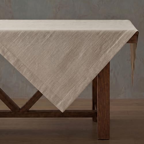 Solino Home 100% Pure Linen Table Cloth, Throw Natural, Fete