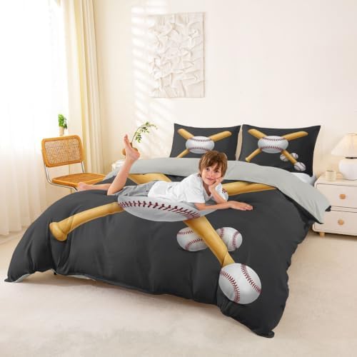 Feelyou Sports Baseball Bedding Set 3D Baseball Bat Printed Duvet