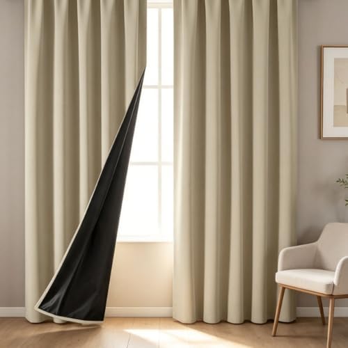 Blackout Curtains 2 Panels, Rod Pocket Thermal Insulated Window Drapes