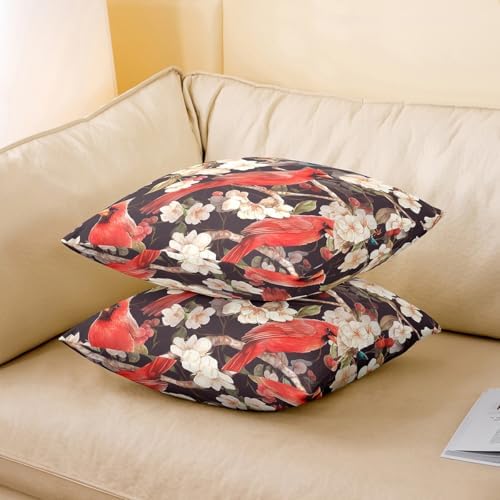 Feelyou Cherry Blossoms Throw Pillow Covers 22"x22" Set of 2 Kids Bird