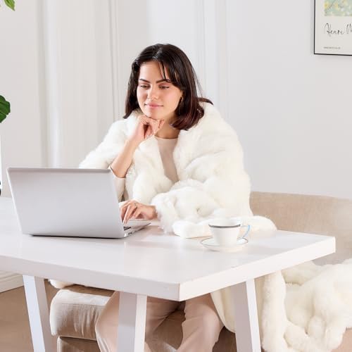 Fluffy Blanket for Couch Soft Luxury Faux Rabbit Fur Throw Cozy Fuzzy