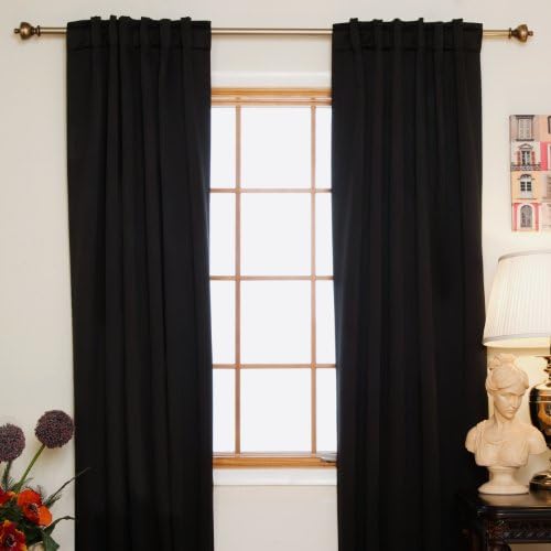 Black Rod Pocket Energy Saving Thermal Insulated Blackout Curtain