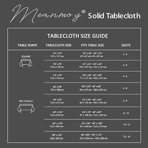 MEANMOY Grey Square Tablecloth 70x70 Inch Water Resistant Table Cloth