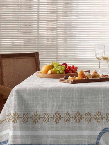 Soft Grey Double Lines Rectangle Tablecloth 60 x 120 Inches Modern