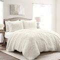 Lush Decor Emma Faux Fur Comforter King Size 3 Piece Set Ivory - Cream