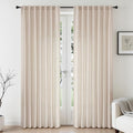 CUCRAF Natural Beige Linen Non See Through Semi Sheer Privacy Curtains