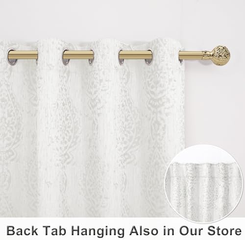 Off White Curtains 84 Inches Long for Bedroom Grommet Tone on Tone