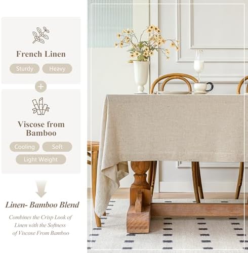 Linen World Linen Blend Tablecloth 60x120 Inch,Linen-Textured