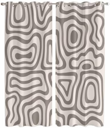 Abstract Stripes Window Curtains Panels with Silver Grommet,Modern