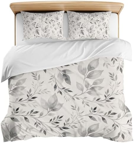 3 Pieces Bedding Set King Size, Vintage Botanical Soft Duvet Covers