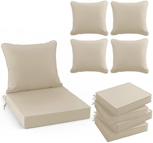 Summsun Outdoor Chair Cushion Water Resistant, 19 x 19 Inch, Cream