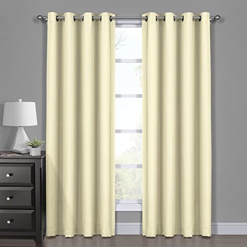 Royal Hotel Diamond Ivory Curtains, Blackout Top Grommet, Jacquard