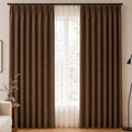 Linen Blackout Curtains Double Sided for Living Room, Thick Textured