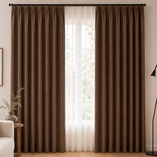 Linen Blackout Curtains Double Sided for Living Room, Thick Textured