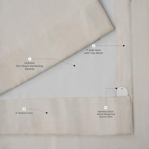 Faux Linen Pleated Curtains for Bedroom (1 Panel) - 25W x 96L, Birch