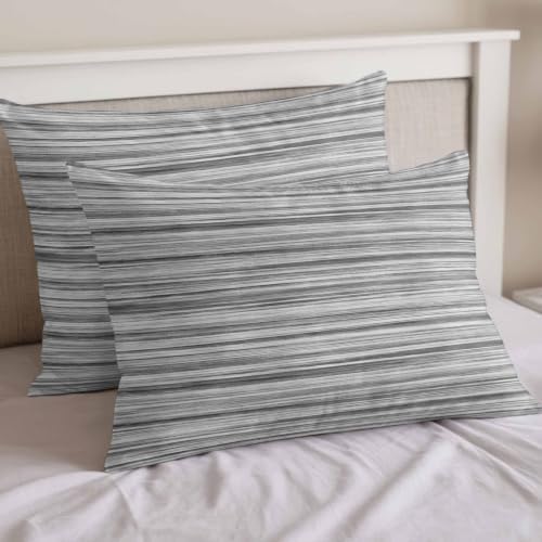 Queen Duvet Cover Abstract Gray Striped Textured 4-Piece Bedding Set