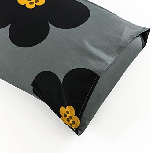 YuHeGuoJi Cartoon Flower Duvet Cover Queen 100% Cotton 3 Pcs Set 1
