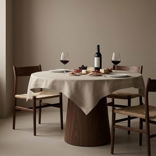 Solino Home 100% Pure Linen Table Cloth, Throw Natural, Fete
