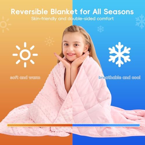 yescool Pink Weighted Blanket 5 Pounds, 40 * 60in Twin Size Cooling