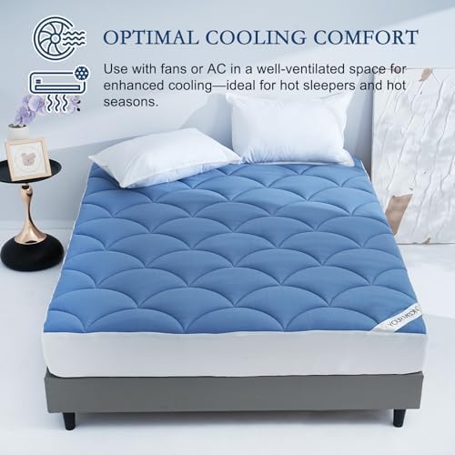 YOUR MOON Queen Size Cooling Mattress Pad, Cool Mattress Topper for