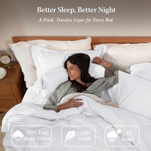 Threadmill 300 Thread Count Cotton Queen Duvet Cover, White, 1-Piece