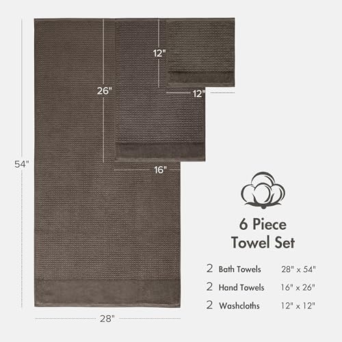 Madison Park Spa Waffle 100% Cotton Bath Towel Set, 600 GSM, 6 PC