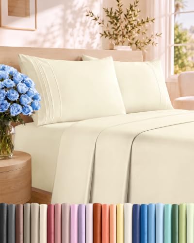 Full Size 4 Piece Sheet Set - Comfy Breathable & Cooling Sheets - Off
